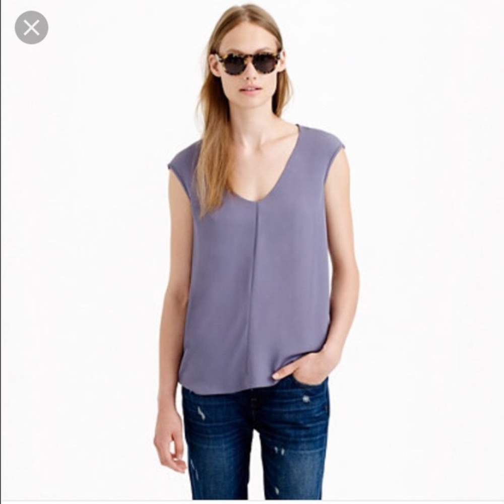 J Crew Gray Cap-sleeve Shirttail Blouse